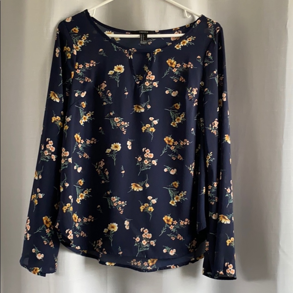 Navy flowered Blouse